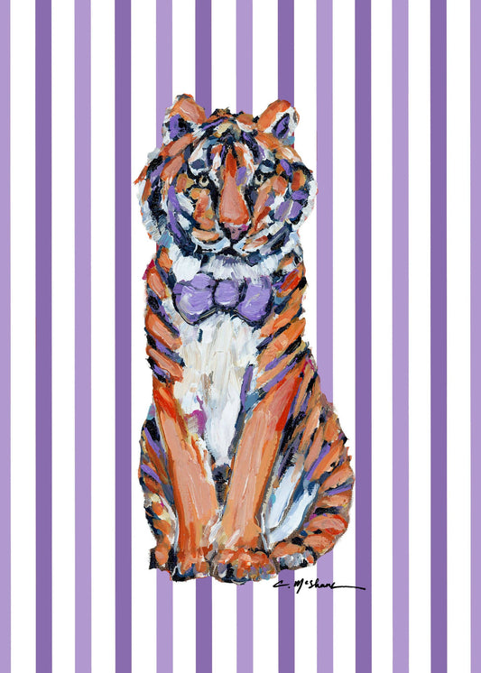"Tiger Purple & Orange Bow Tie" Framable Card