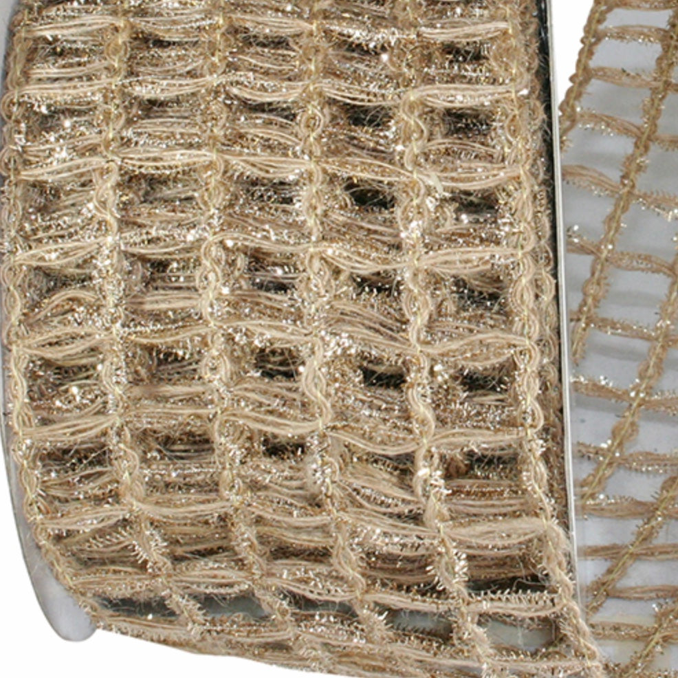 Grand Jute Ribbon - Natural/Gold