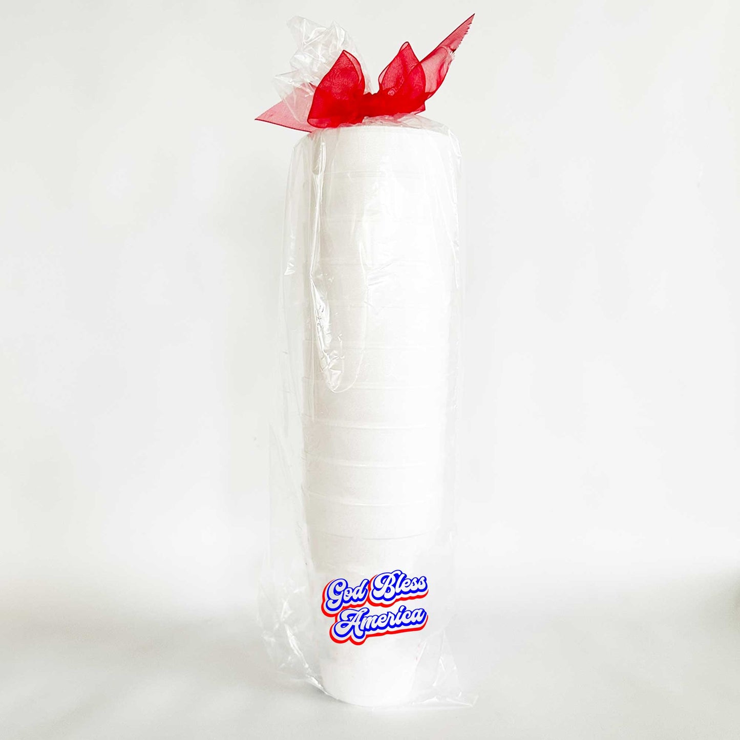 God Bless America Script Foam Cup (10 Pack)