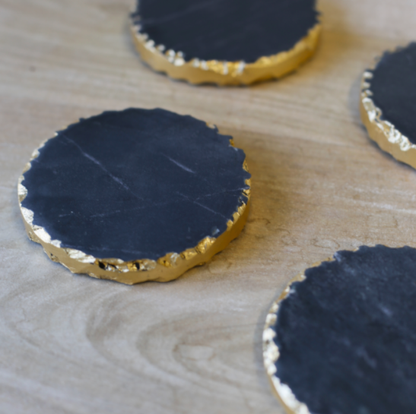 Marble coasters- Black/gold