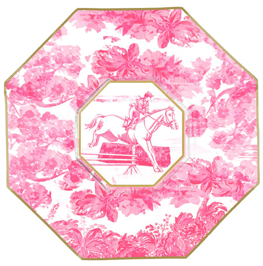 Equestrian Jumper Toile Pink Decoupage Plate