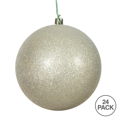 3" Champagne Glitter Ball Ornament
