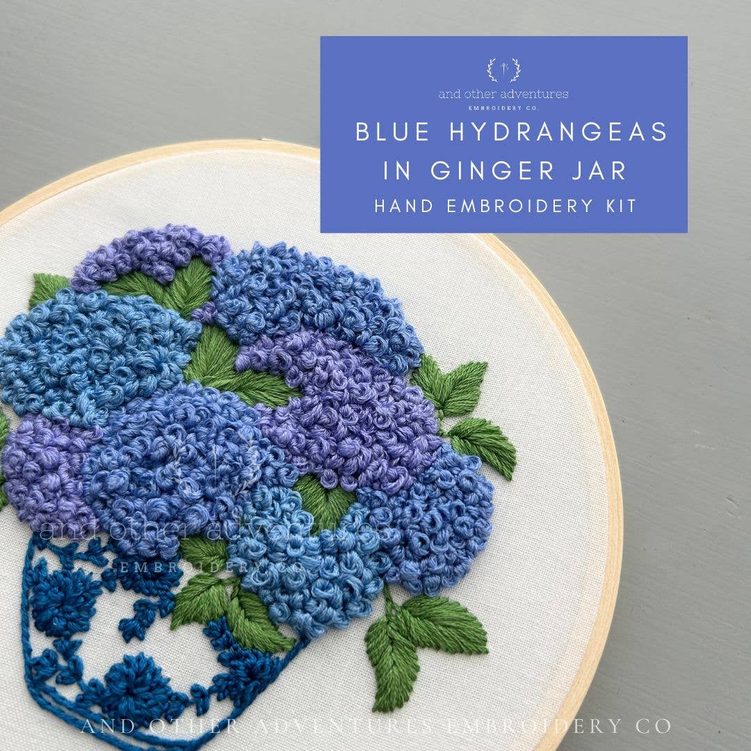 Embroidery Kit - Blue Hydrangeas