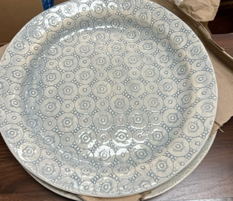 Large Blue Embossed Platter