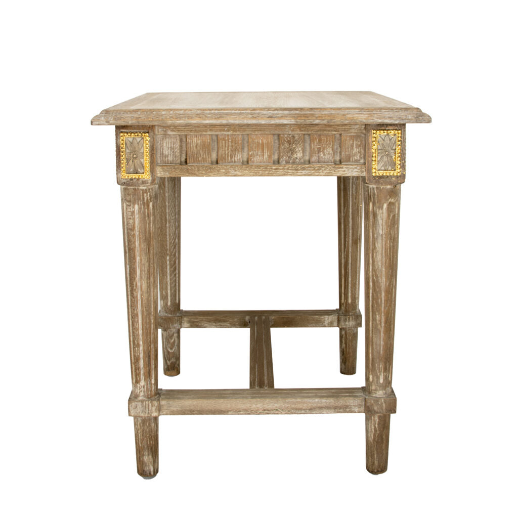 Oak Side Table w/Gold Accents