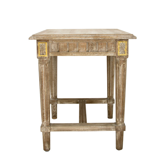 Oak Side Table w/Gold Accents