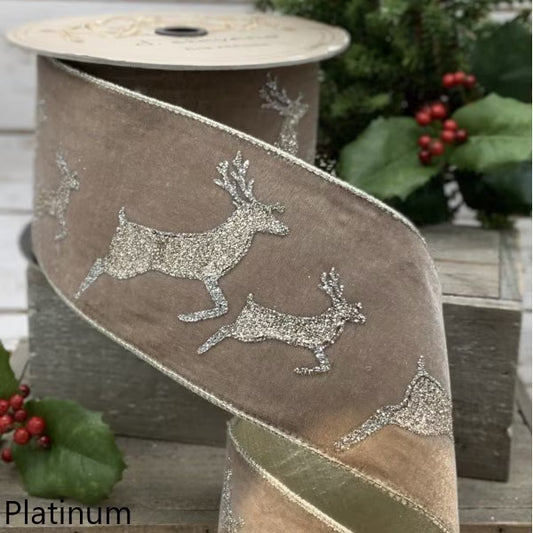 Velvet Platinum Glitter Reindeer