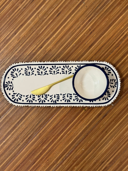 Painted Dip and Tray Set - Blue