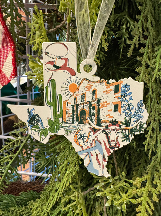 Galvanized Texas Love Ornament