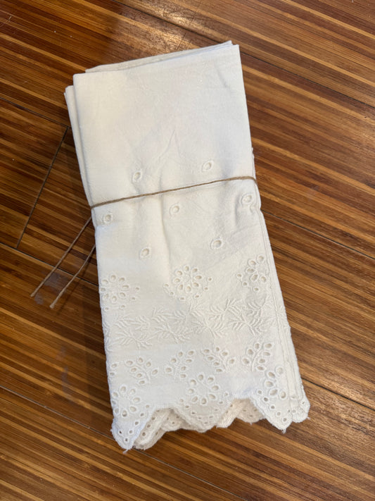 White Eyelet Napkin Set Of 4