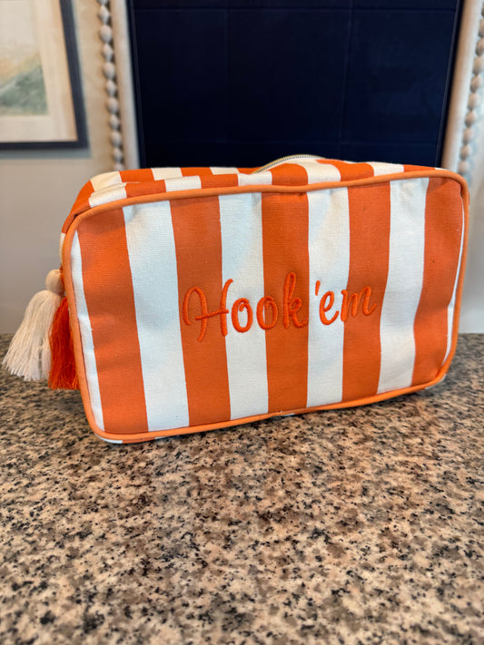 Hook 'em Striped Cosmetic Bag 1