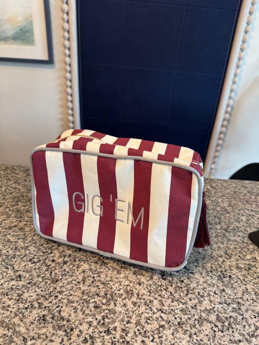 Gig 'em Striped Cosmetic Bag 2