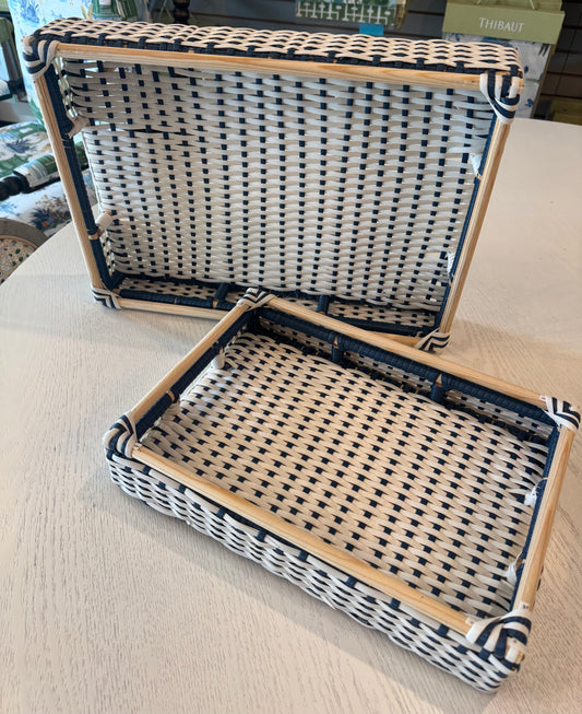 Blue/White Woven Tray - Small