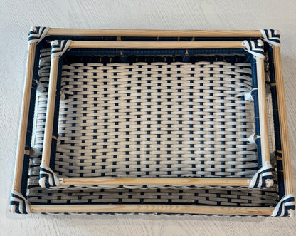 Blue/White Woven Tray - Large