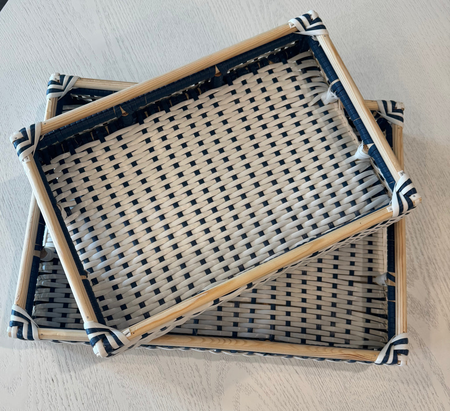 Blue/White Woven Tray - Large