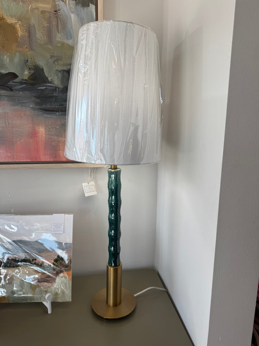 Peacock Green Bamboo Lamp