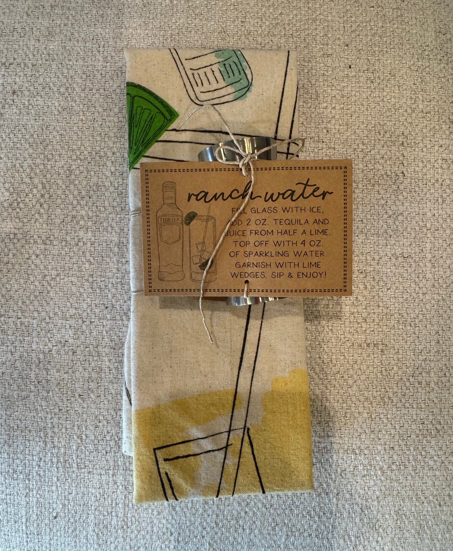 Ranch Water Towel / shot glass set
