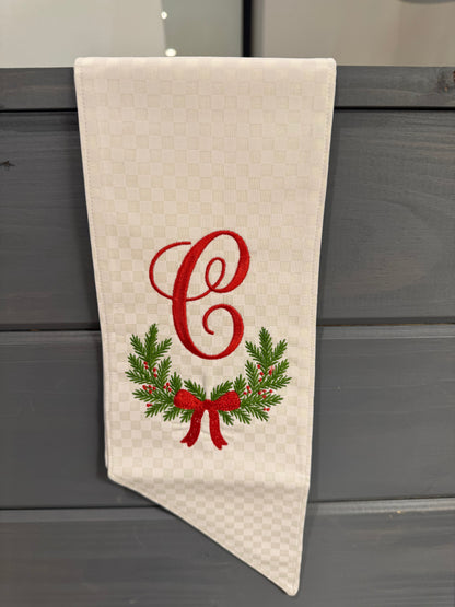 "C" for Christmas Wreath Sash