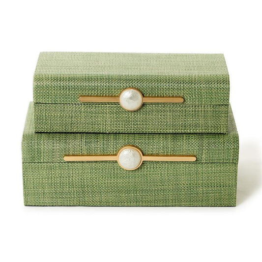 Green Faux Seagrass Decorative Box - Large