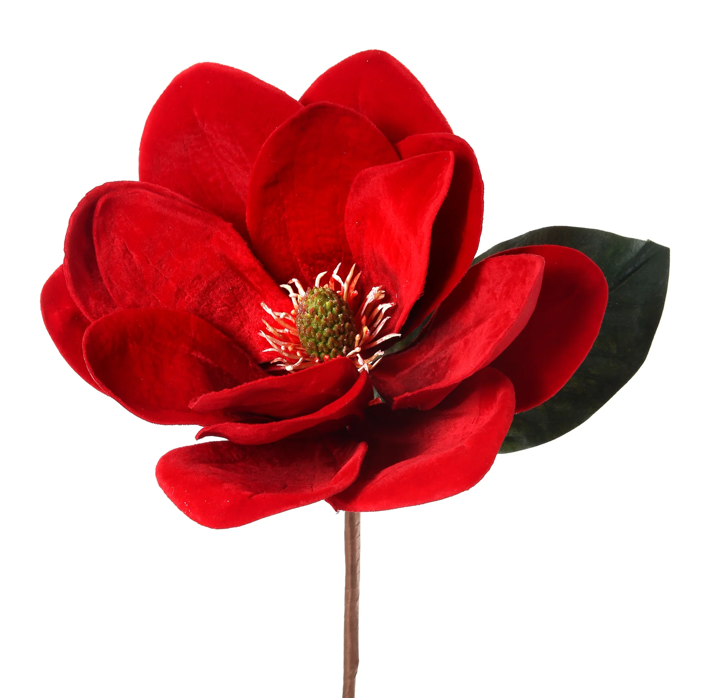 12” Large Velvet Magnolia Pick - Red