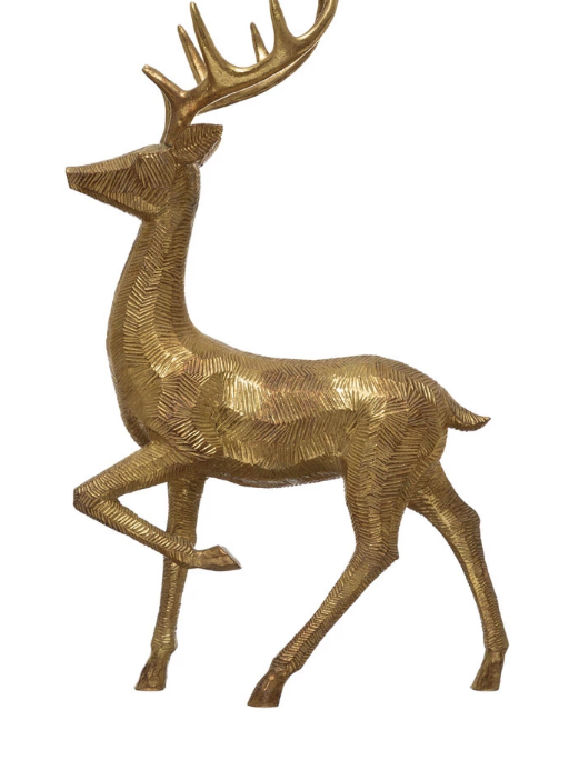 Standing Gold Resin Deer