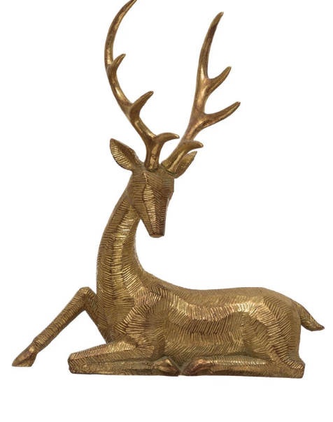 Sitting Gold Resin Deer