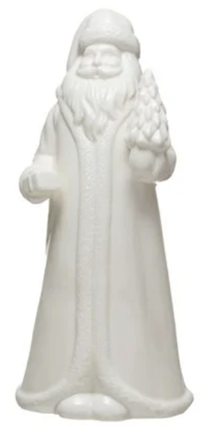 White Stoneware Santa