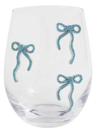 Beaded 3 Bows Wine Glass