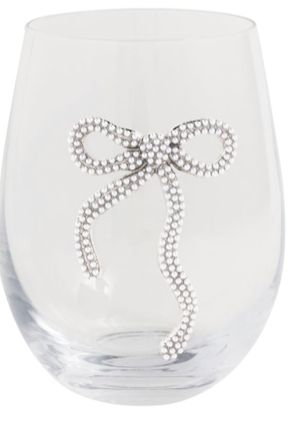 Beaded Sparkle Bow Wine Glass