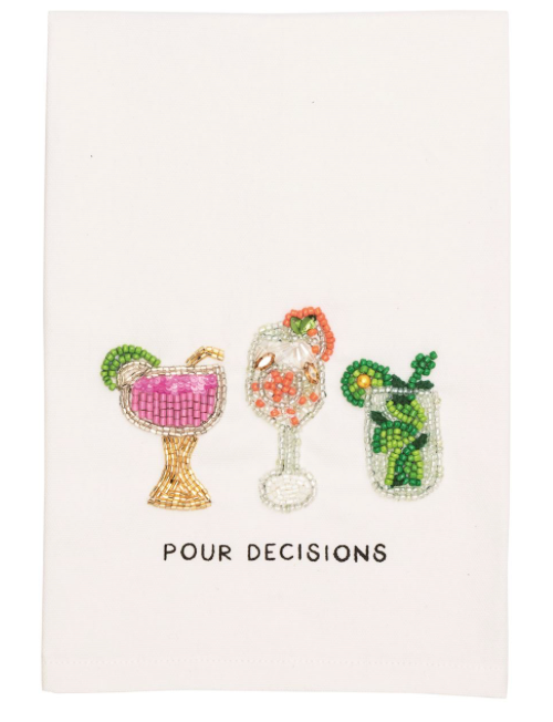 Pour Decisions Beaded Bar Towel