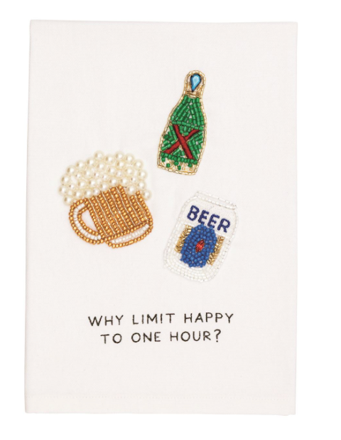 Happy Hour  Beaded Bar Towel