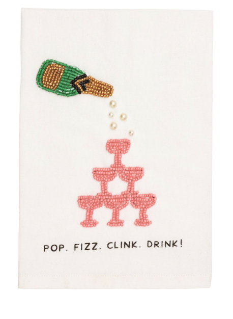 Champagne Beaded Bar Towel