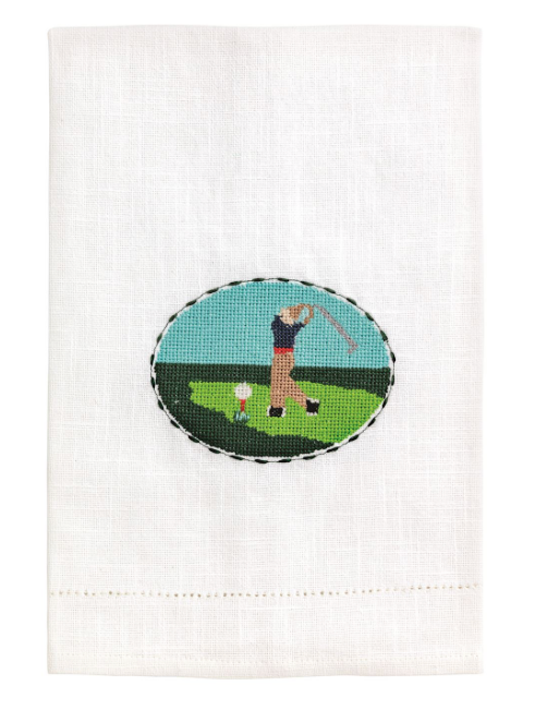 Golfer Needlepoint Towel
