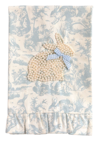 Blue Toile Bunny Pearl Towel