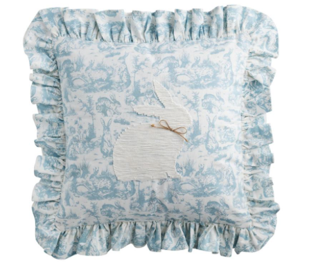 Square Toile Bunny Pillow