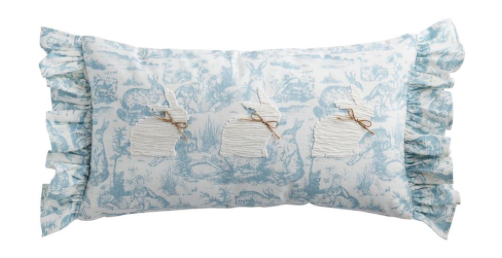 Lumbar Toile Bunny Pillow