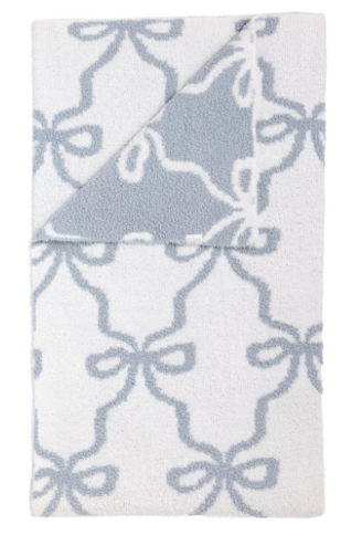 Blue Chenille Bow Blanket