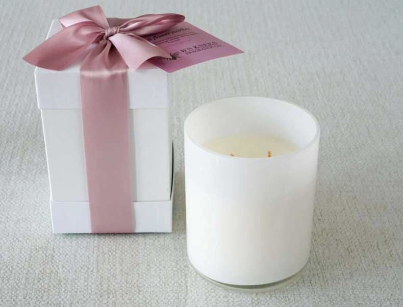 French Flower Market 2 Wick White Glass