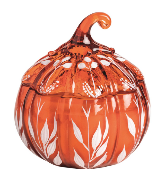 Orange Glass Pumpkin Candle I