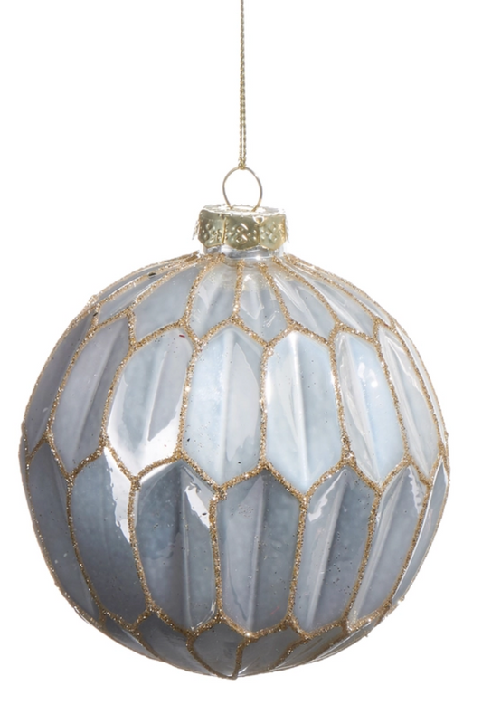 White Pearlescent Ornament - Oblong