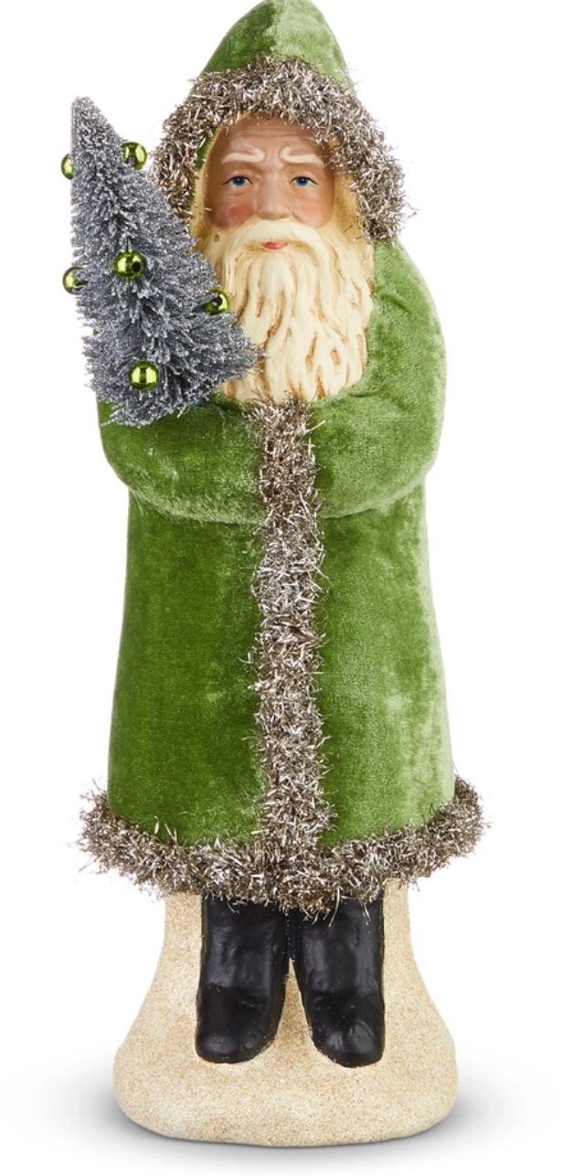12" Green Velvet Santa