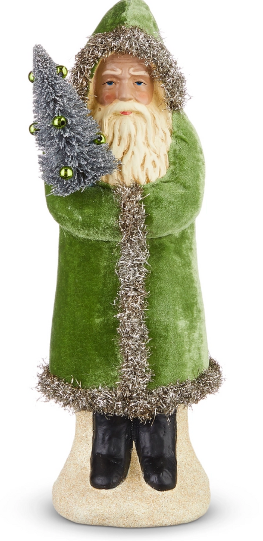 12" Green Velvet Santa