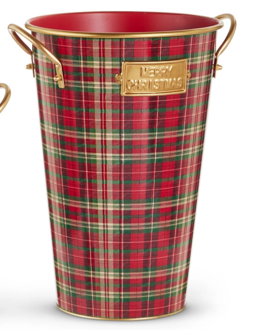 Red/Green/Gold Plaid Bucket - Large