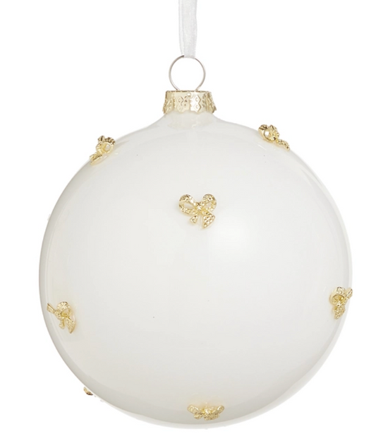 Gold Bow Ornament - Round