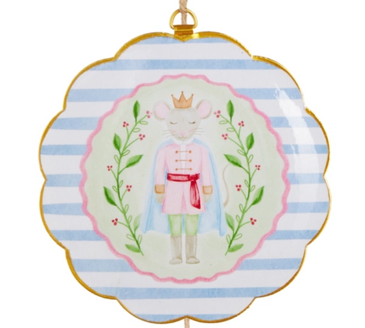 Pastel Nutcracker Scalloped Ornament - Mouse