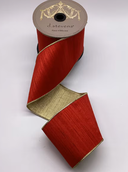 Slub Dupion Metallic Gold Back Ribbon