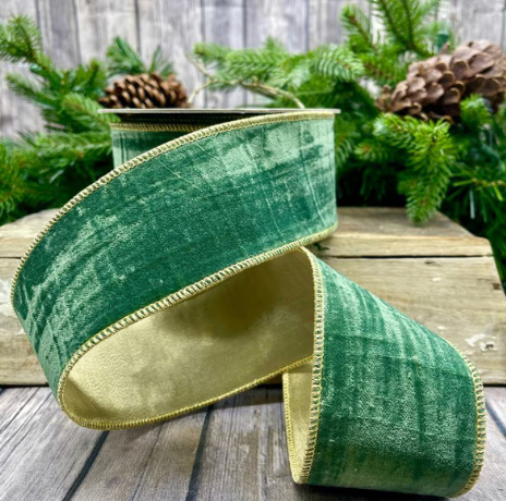 Velvet Vintage Chic Gold/Jade Ribbon