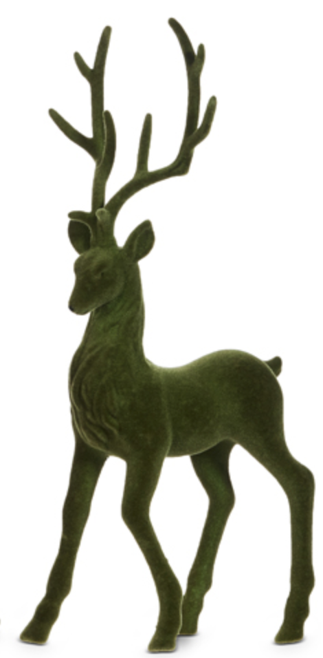 Standing Green Flocked Deer