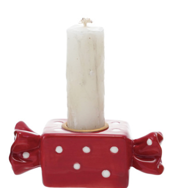 Red/White Candy Shaped Taper Holder