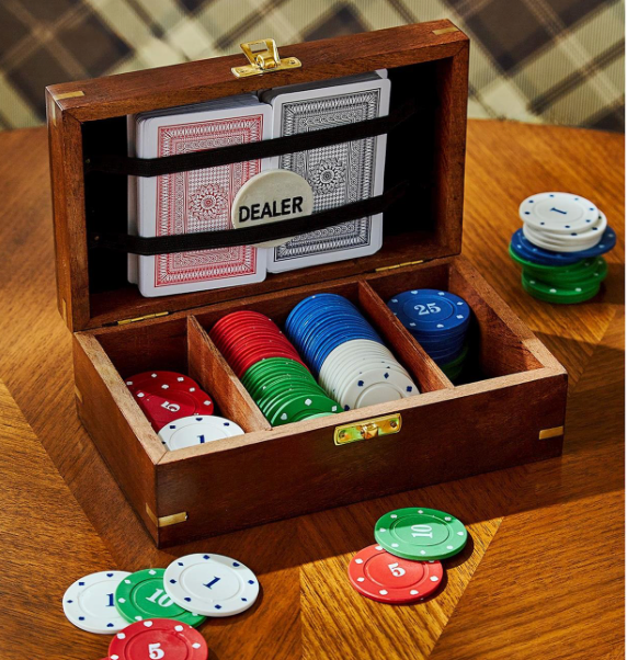 Poker Set in Hand-Crafted Wooden Box